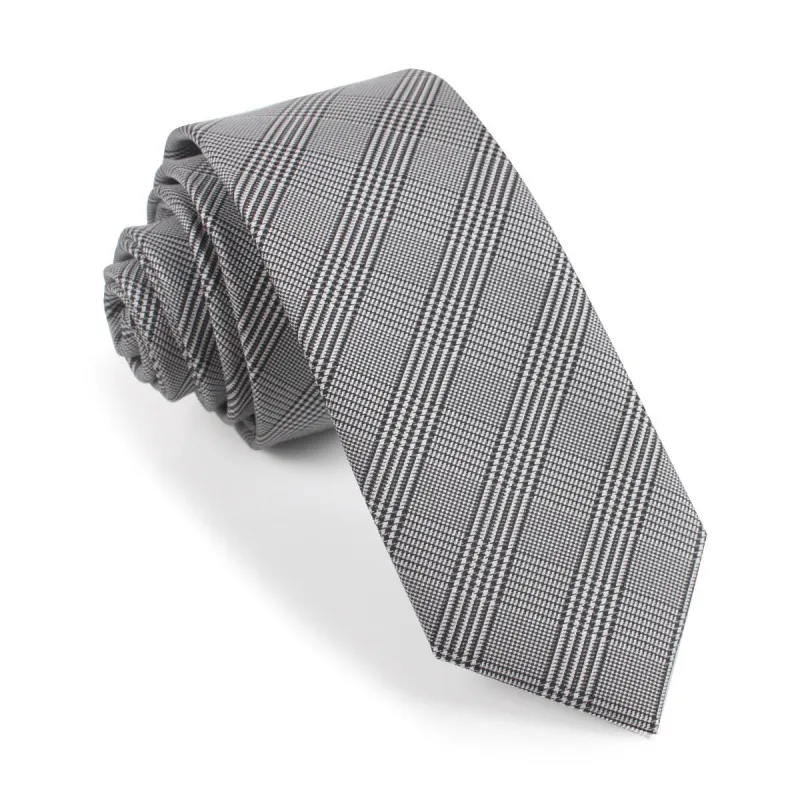 Grey Glen Plaid Skinny Tie made by OTAA