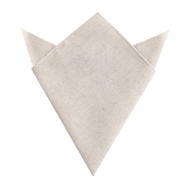 Dry Khaki White Linen Pocket Square made by OTAA