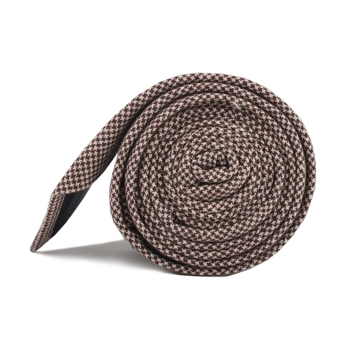 Brown Houndstooth Linen Skinny Tie sold by OTAA product image thumbnail 3