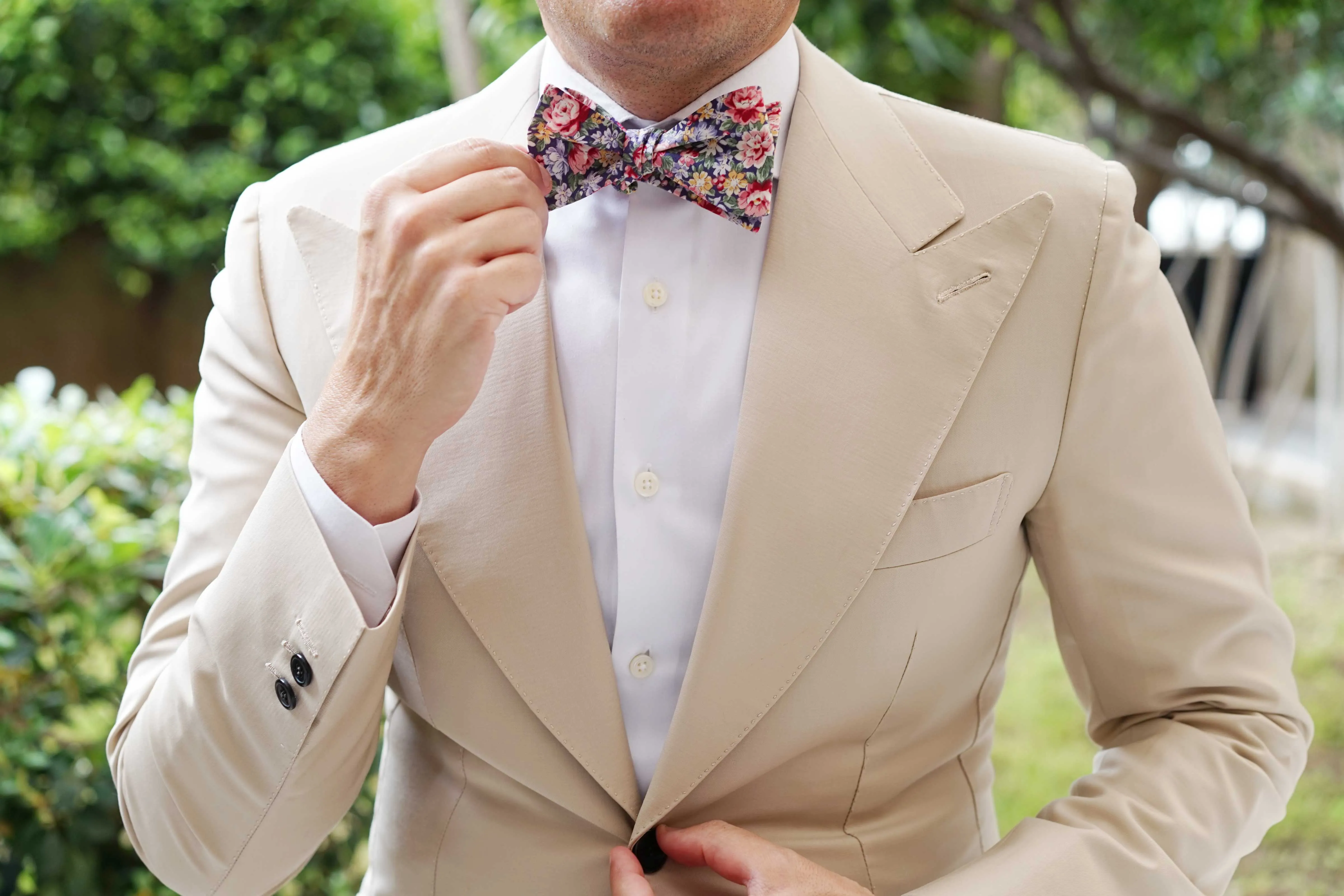 Pink Chrysanthemum Floral Self Bow Tie sold by OTAA product image thumbnail 4