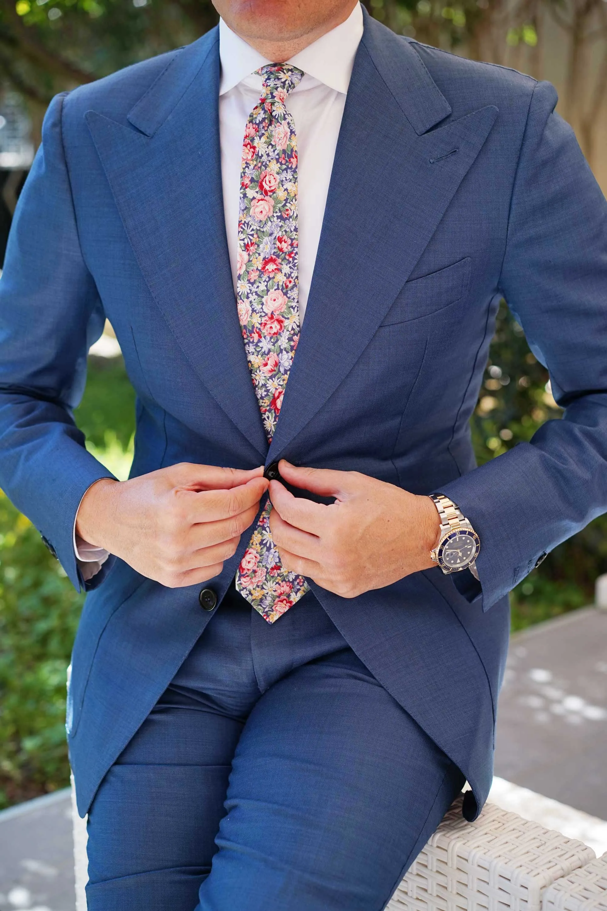 Pink Chrysanthemum Floral Skinny Tie sold by OTAA product image thumbnail 5