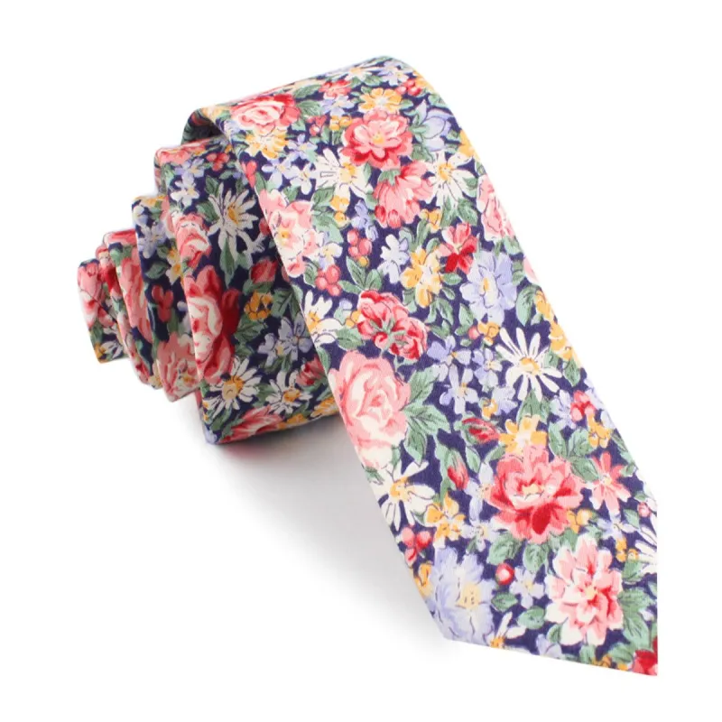 Pink Chrysanthemum Floral Skinny Tie made by OTAA