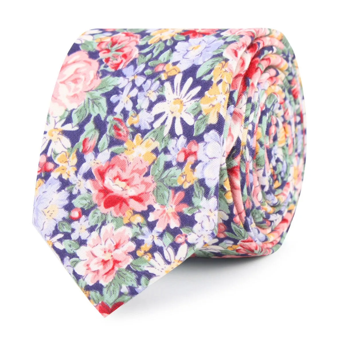 Pink Chrysanthemum Floral Skinny Tie sold by OTAA product image thumbnail 2