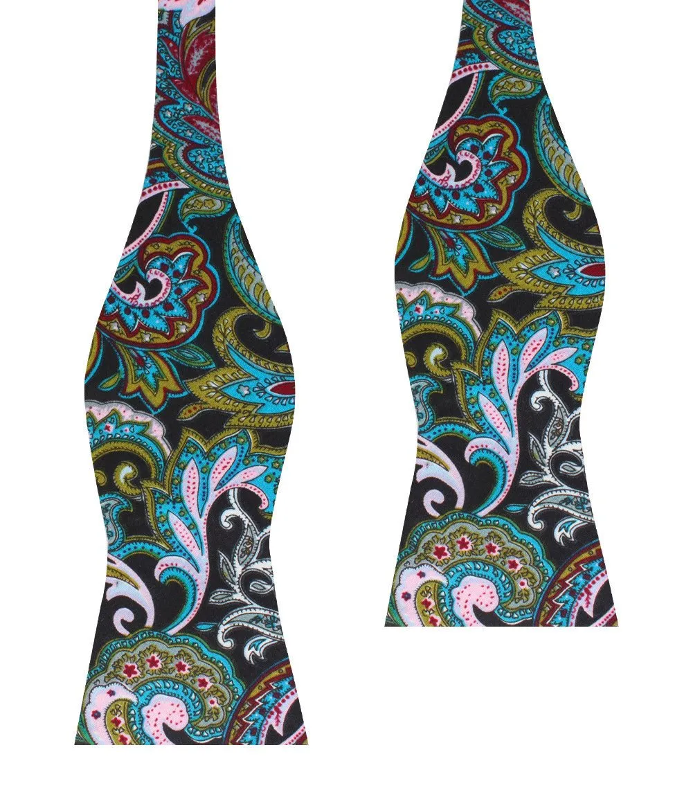 Filicudi Maroon & Green Paisley Self Bow Tie sold by OTAA