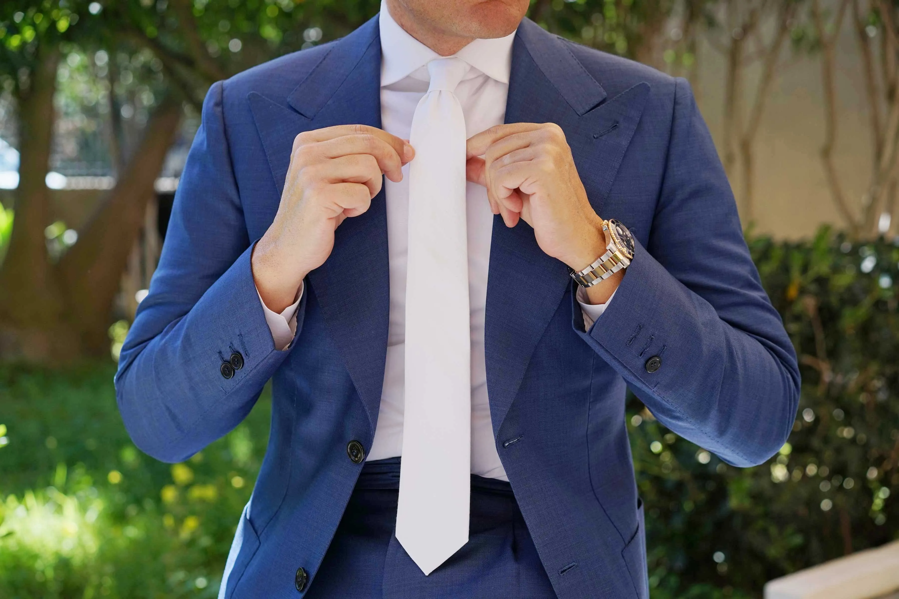 The OTAA White Cotton Skinny Tie sold by OTAA product image thumbnail 5