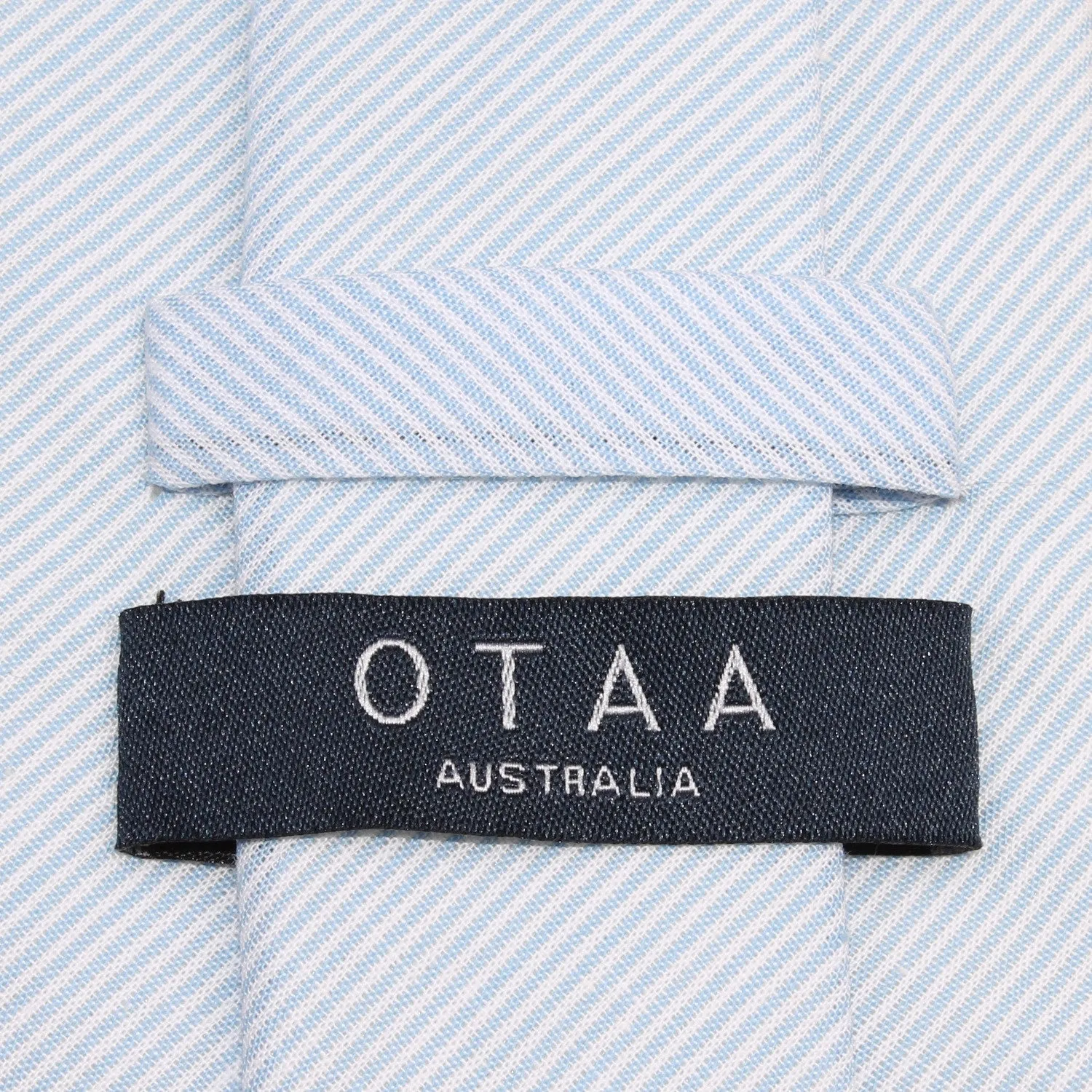 Light Blue and White Pinstripes Cotton Skinny Tie sold by OTAA product image thumbnail 4