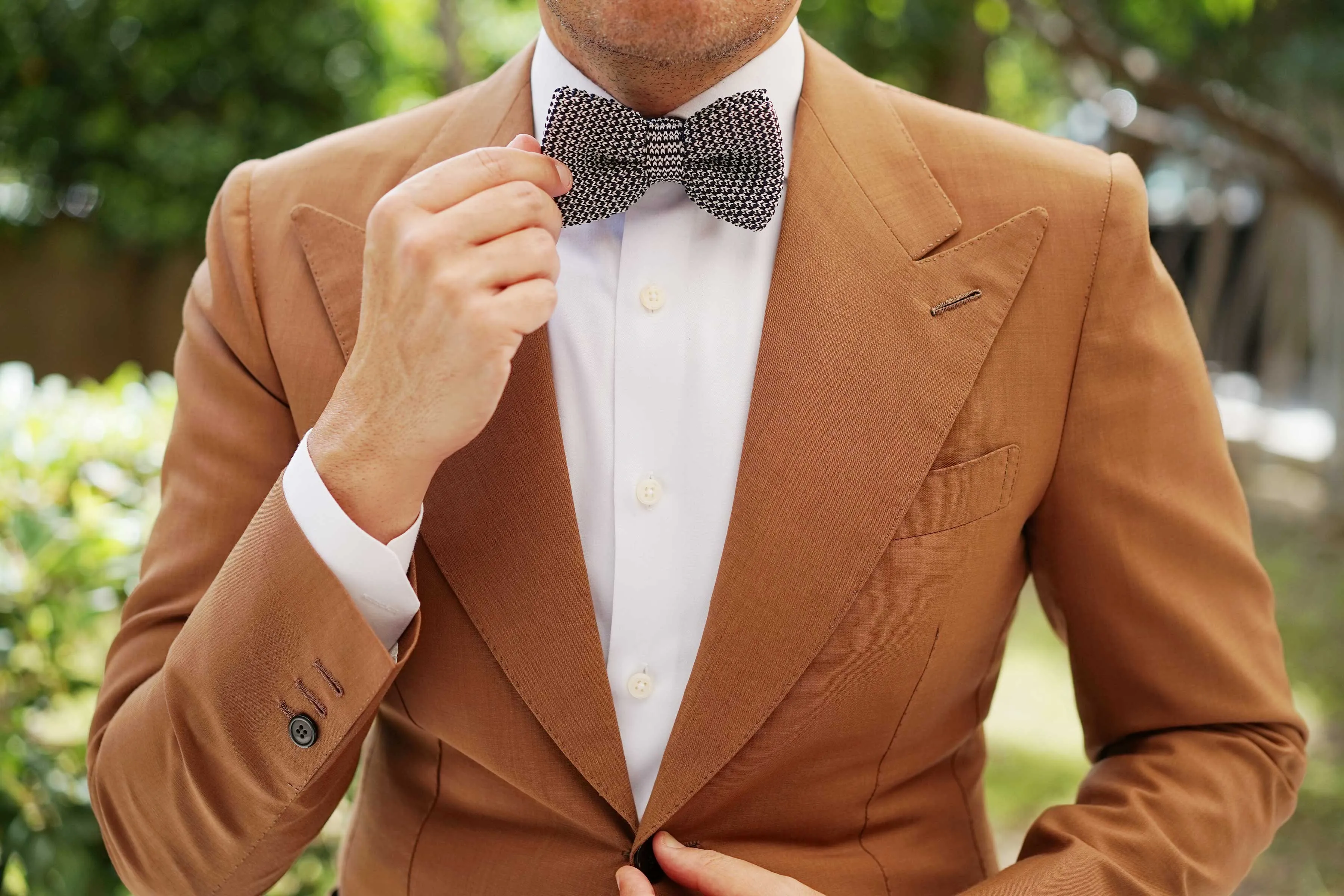 White with Navy Blue Knitted Bow Tie sold by OTAA product image thumbnail 3