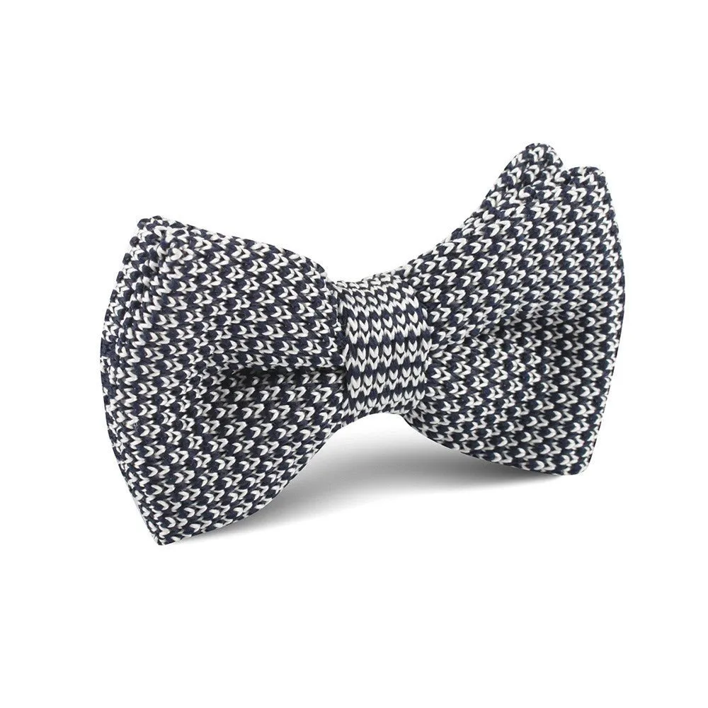White with Navy Blue Knitted Bow Tie sold by OTAA