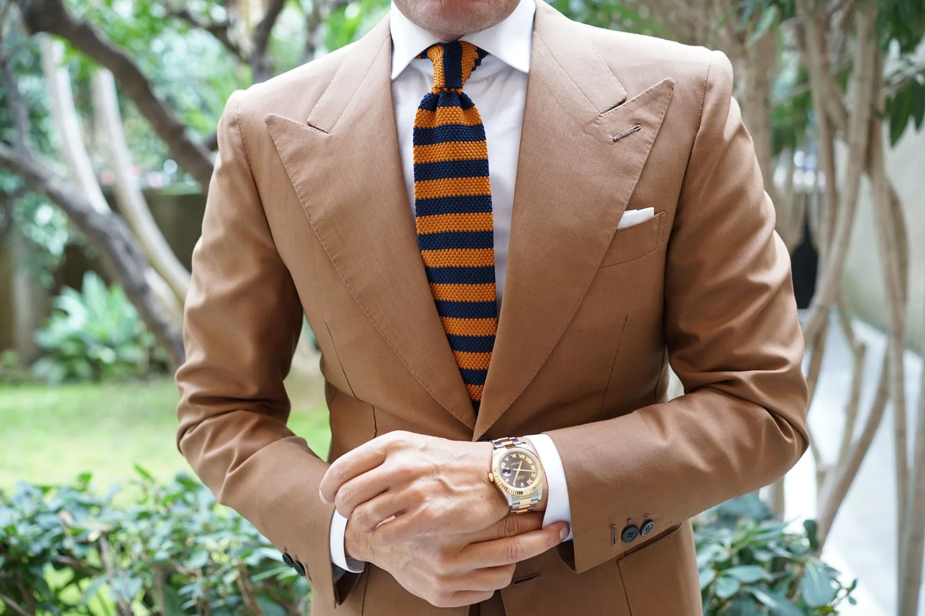 The Italian Flair Brown Knitted Tie sold by OTAA product image thumbnail 5