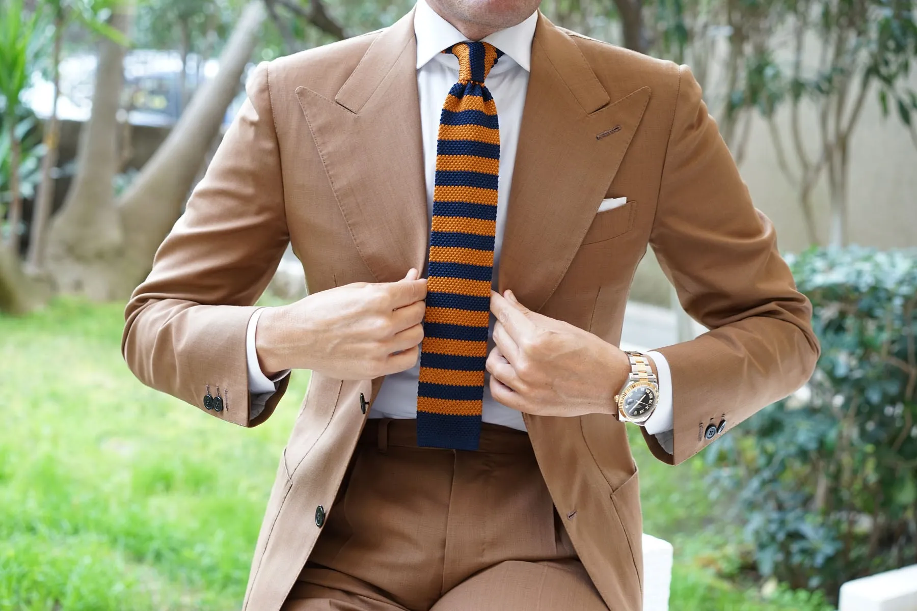 The Italian Flair Brown Knitted Tie sold by OTAA product image thumbnail 3