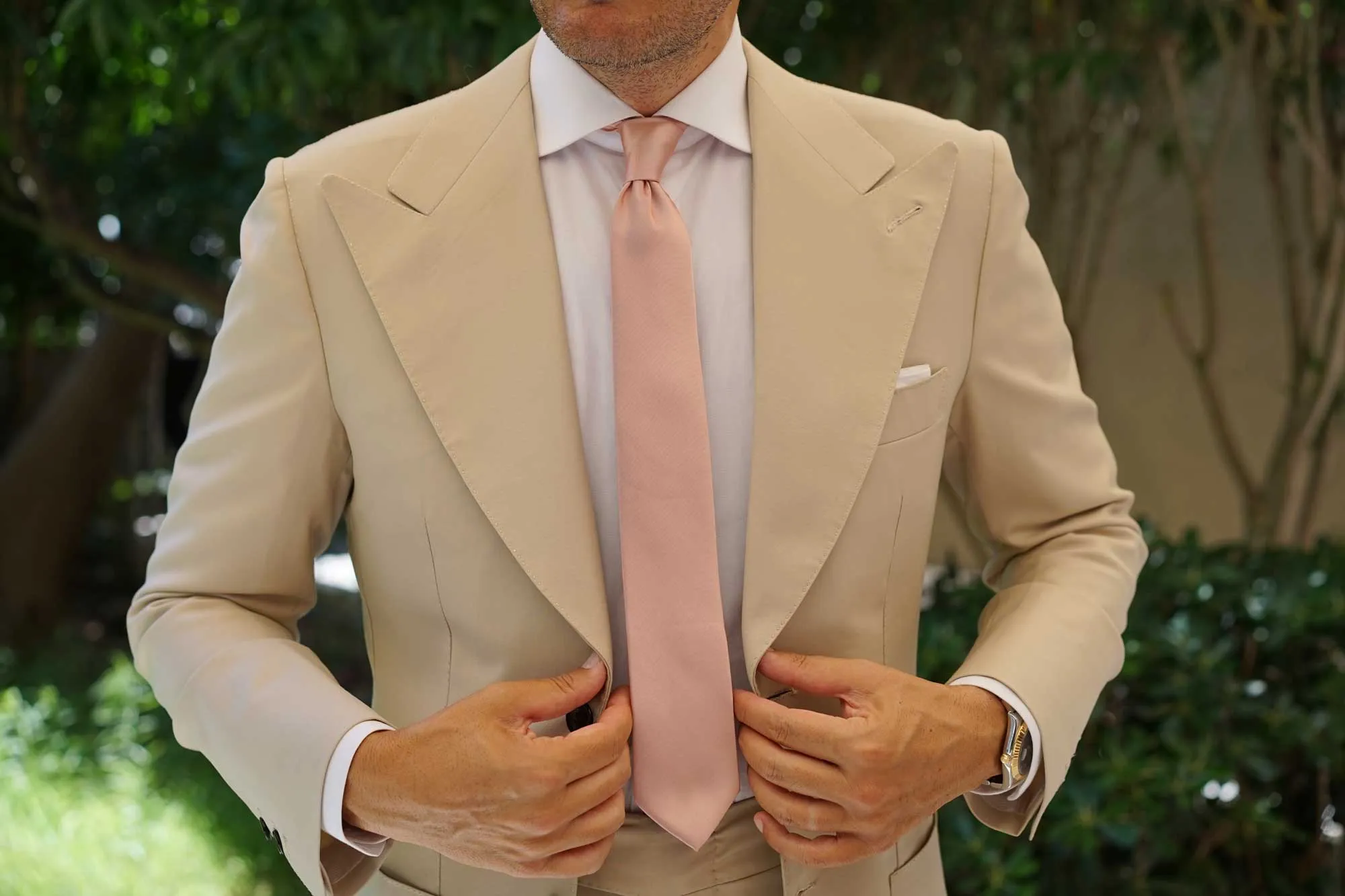 Dusty Blush Crisp Satin Skinny Tie sold by OTAA product image thumbnail 4