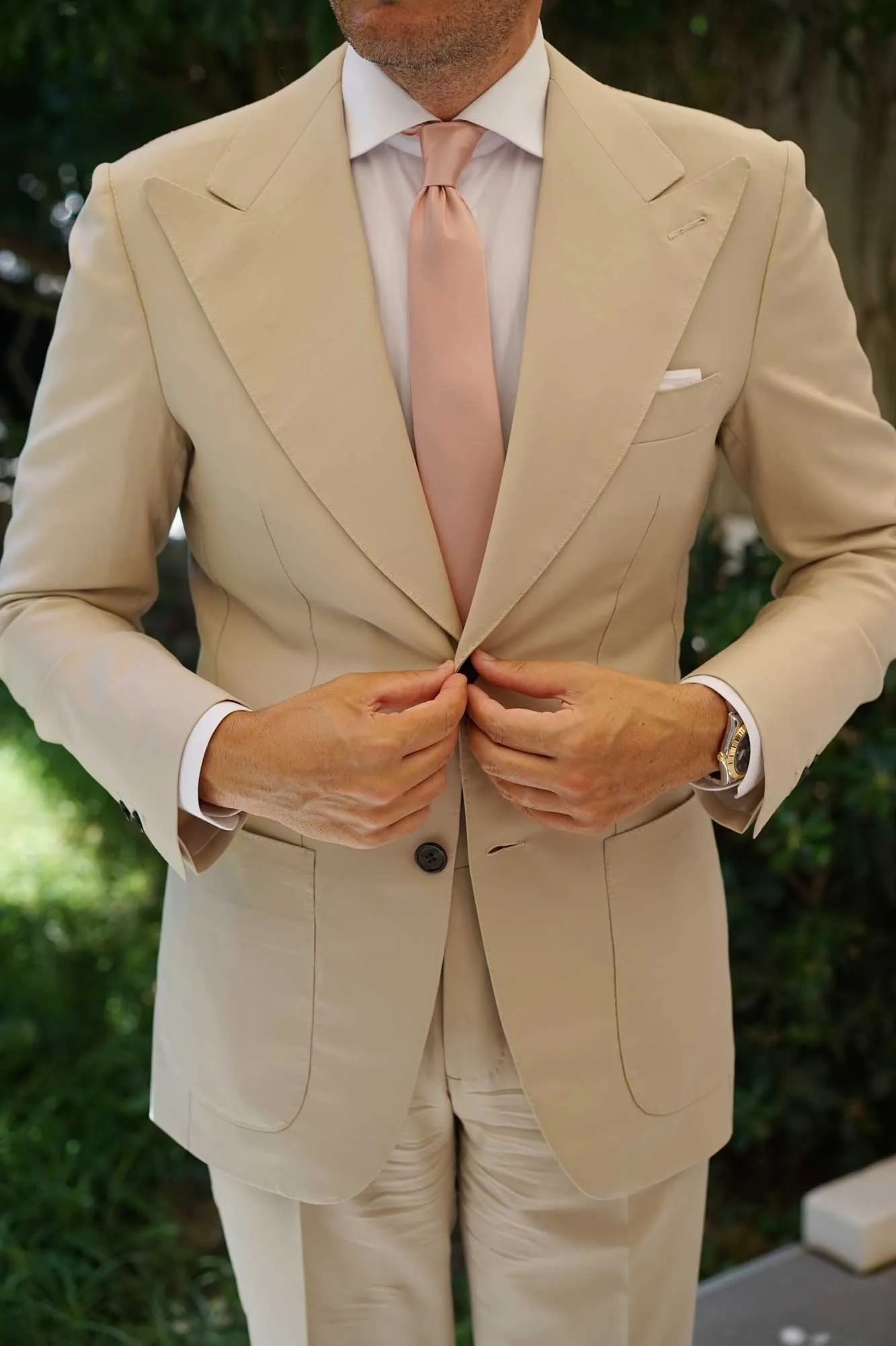 Dusty Blush Crisp Satin Skinny Tie sold by OTAA product image thumbnail 5