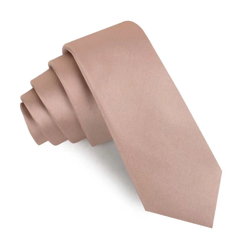 Dusty Blush Crisp Satin Skinny Tie made by OTAA