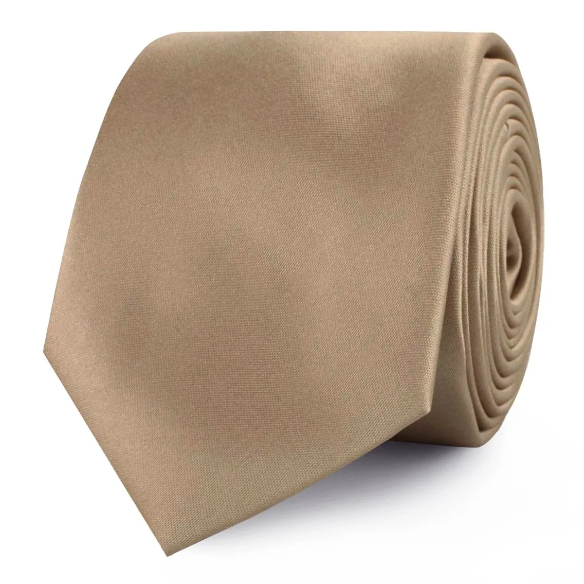 Nude Brown Satin Skinny Tie sold by OTAA product image thumbnail 2