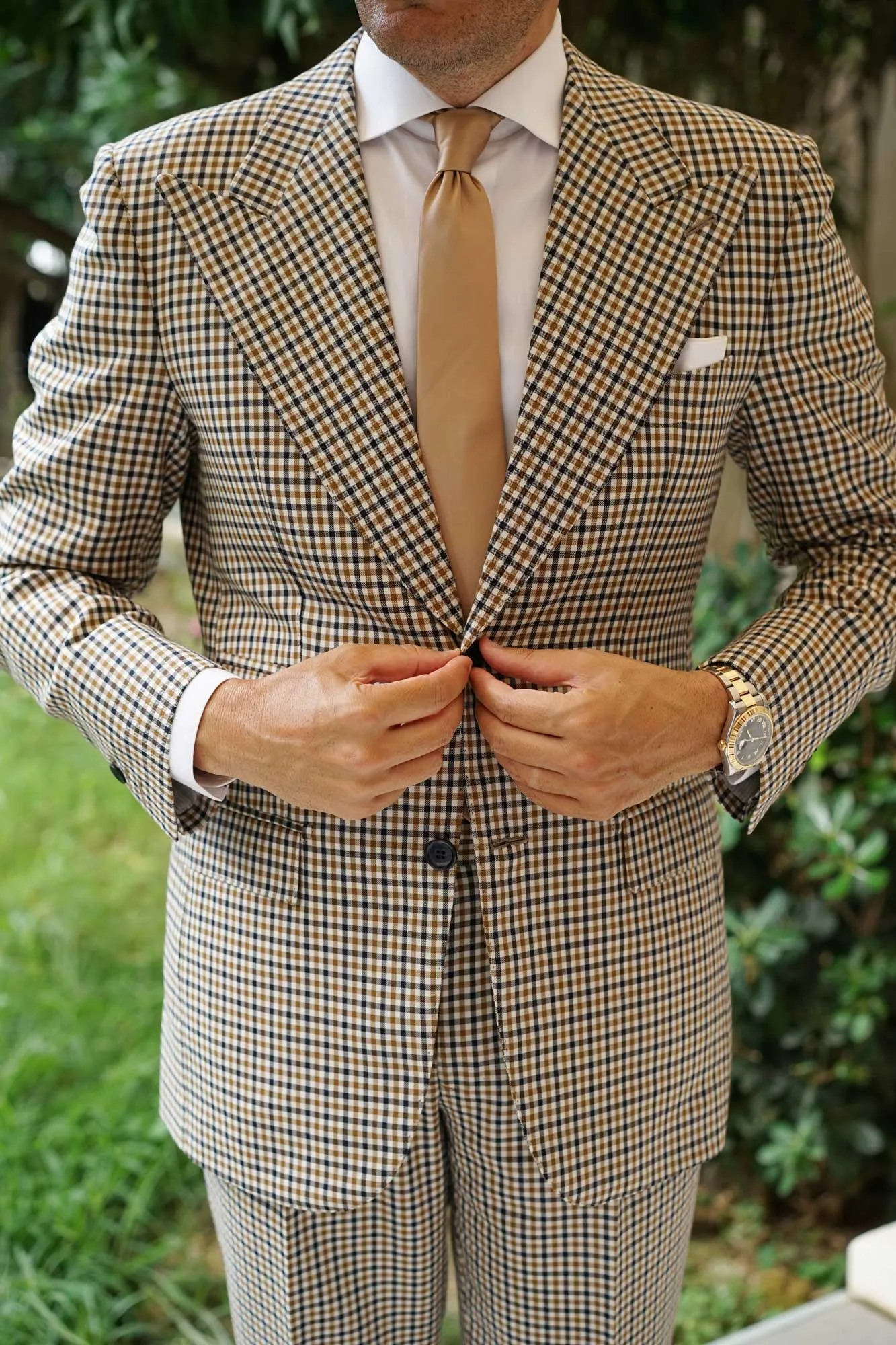 Nude Brown Satin Skinny Tie sold by OTAA product image thumbnail 5