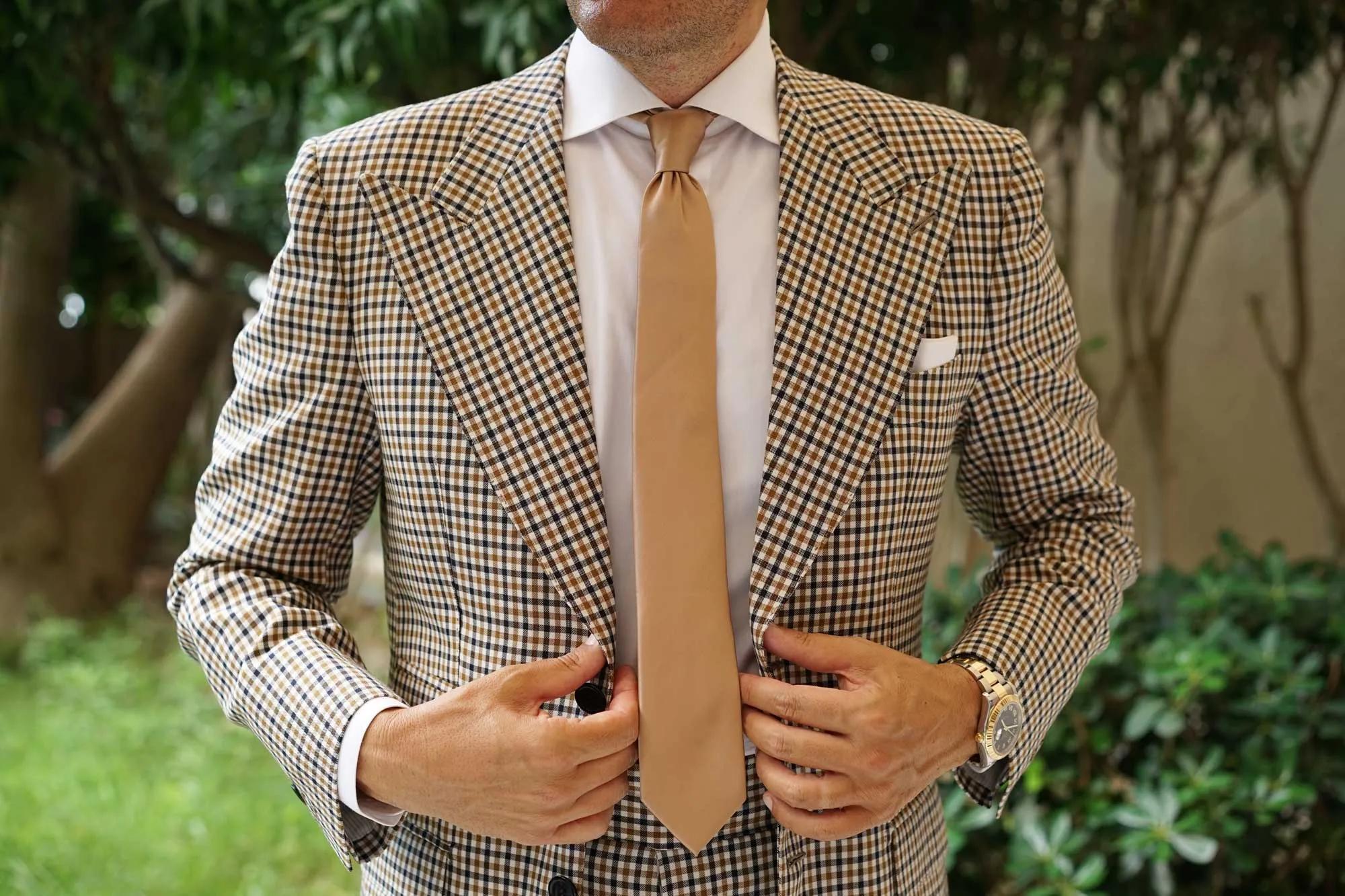Nude Brown Satin Skinny Tie sold by OTAA product image thumbnail 4