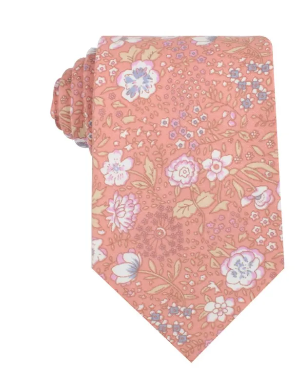 Sunset Pink Floral Necktie made by OTAA