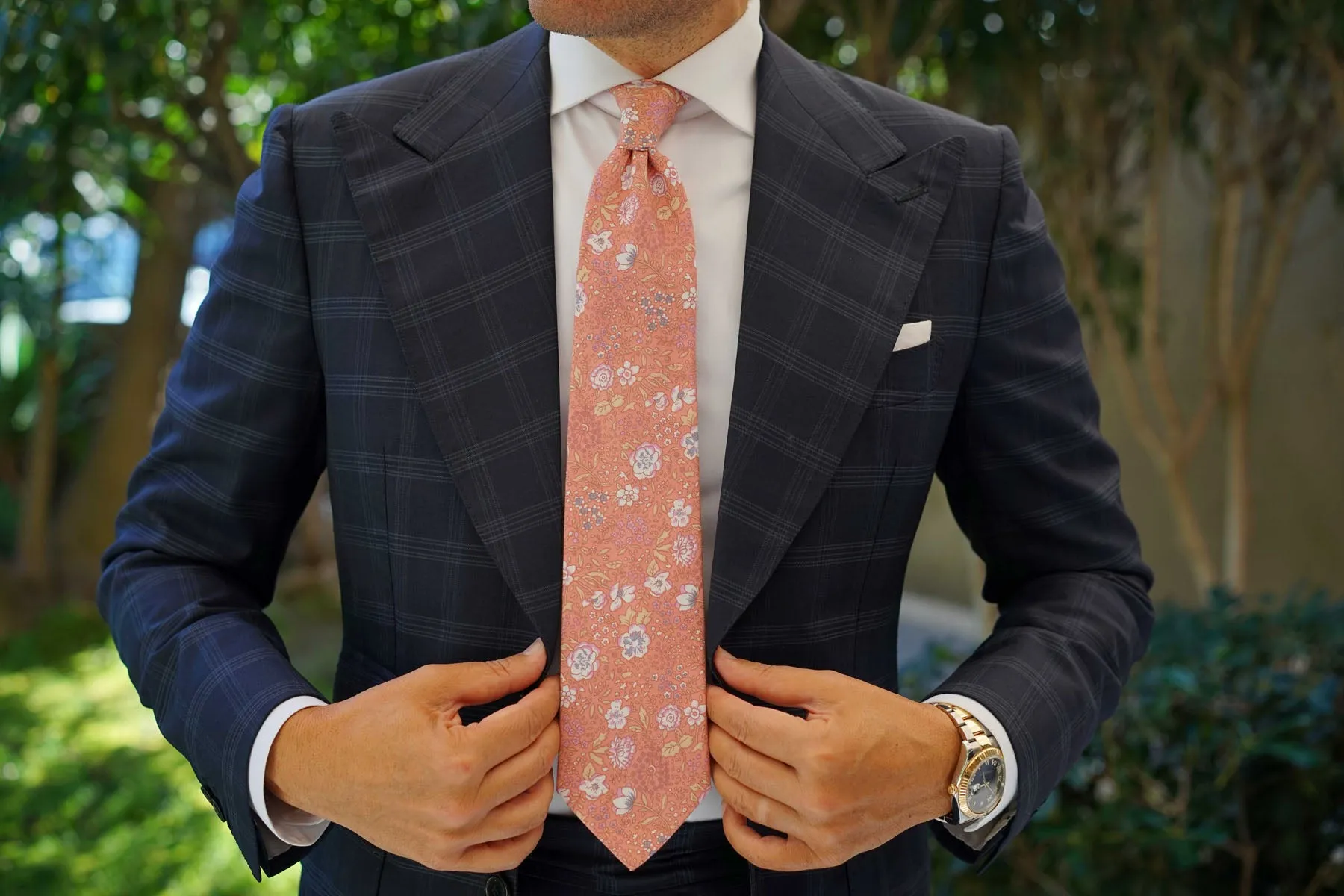 Sunset Pink Floral Necktie sold by OTAA product image thumbnail 4