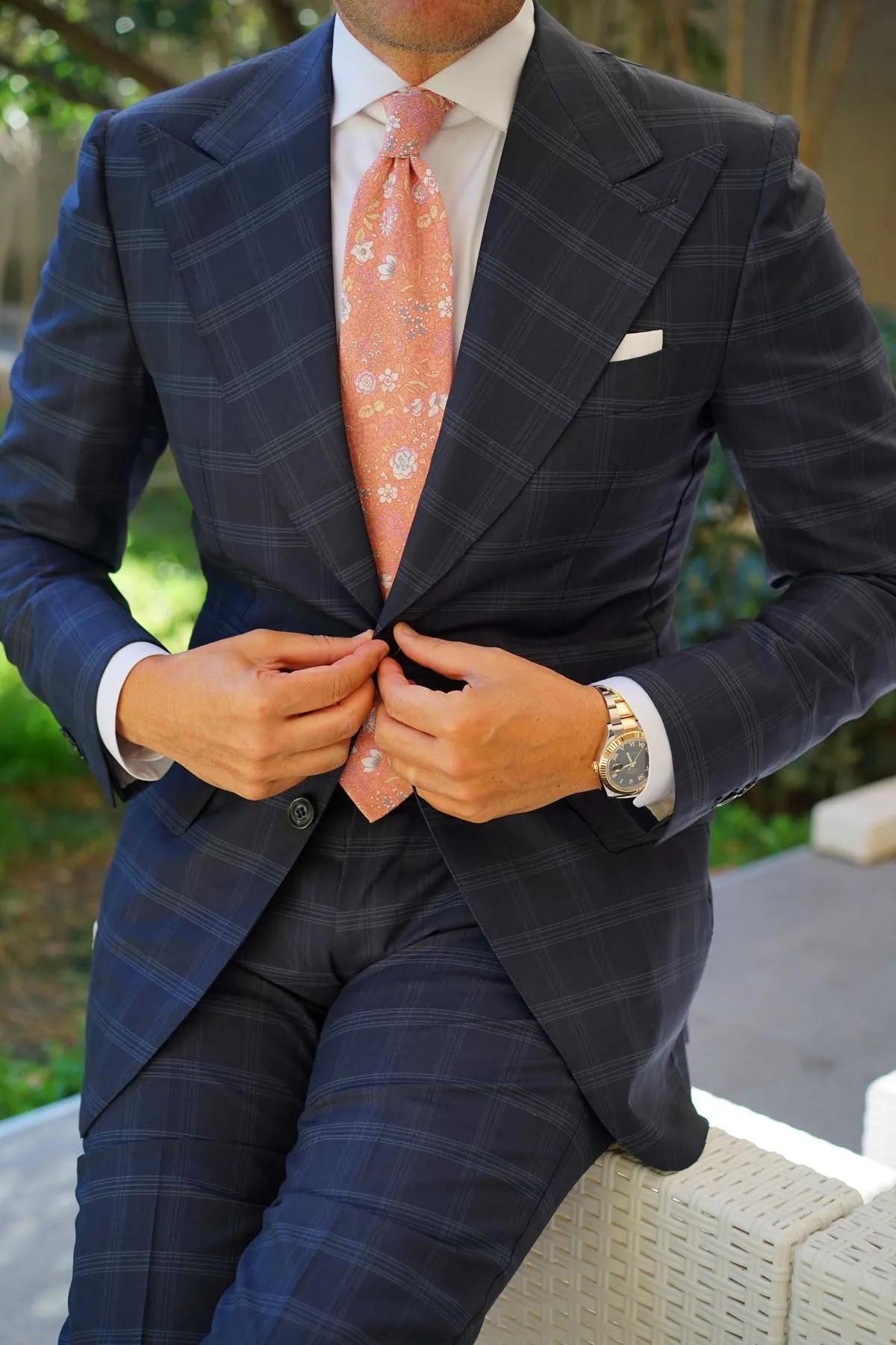 Sunset Pink Floral Necktie sold by OTAA product image thumbnail 5