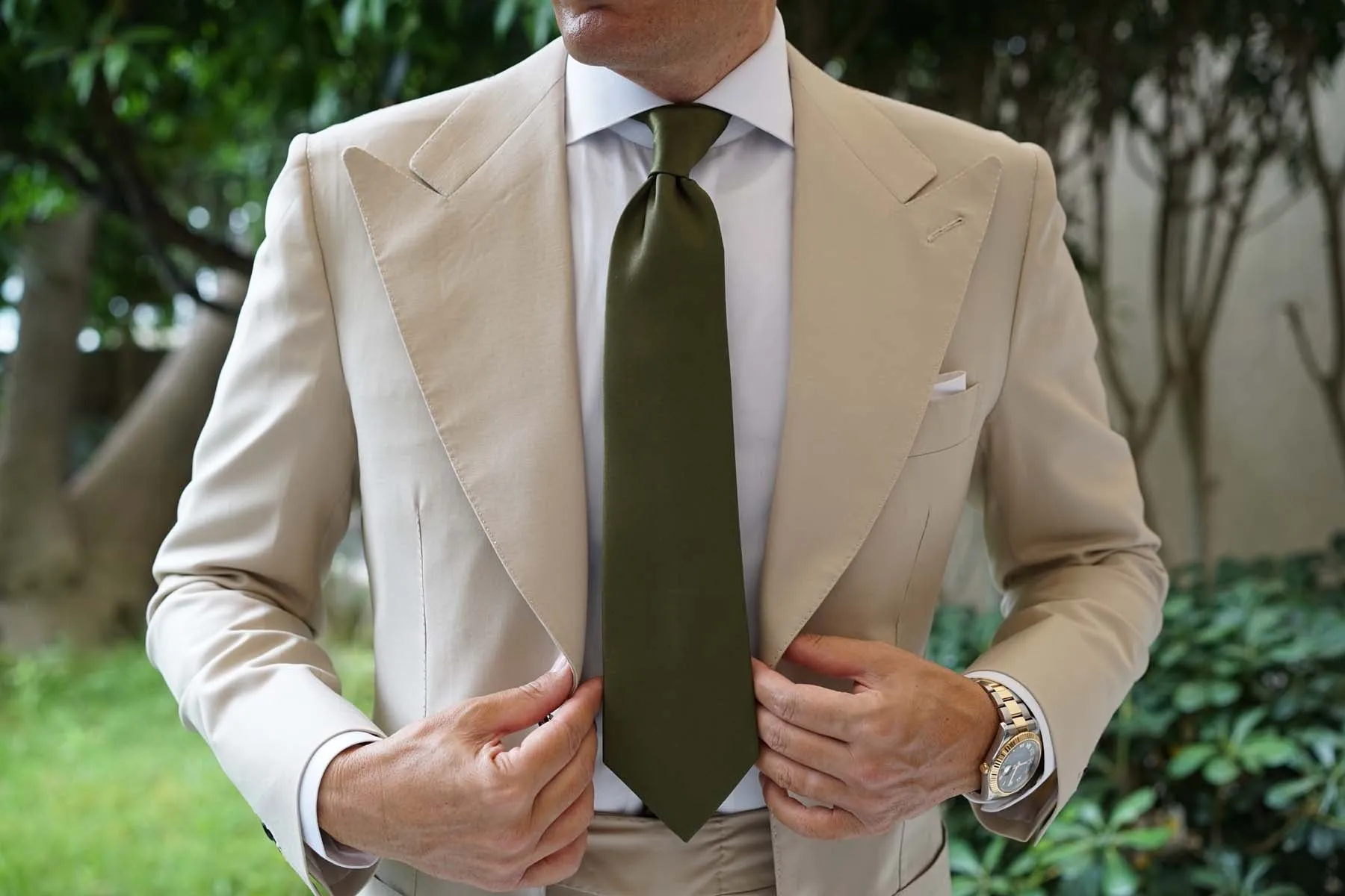 Olive Green Satin Necktie sold by OTAA product image thumbnail 4