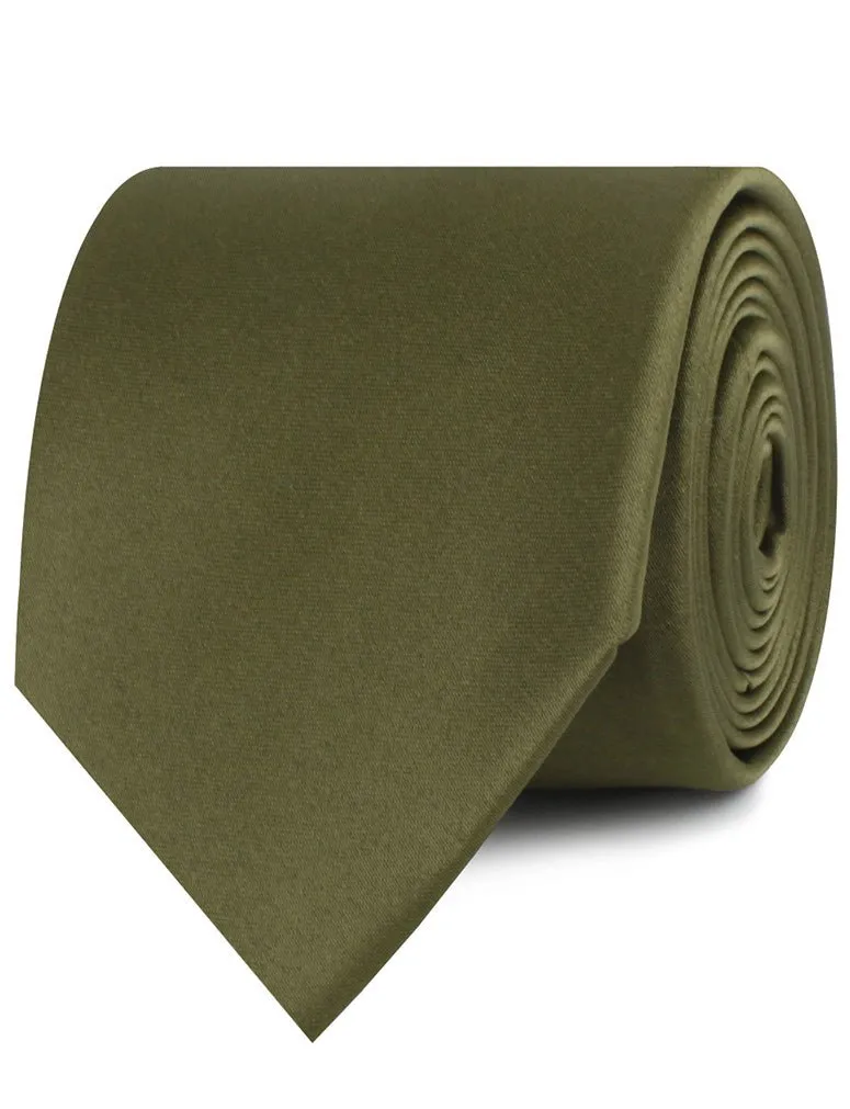 Olive Green Satin Necktie sold by OTAA product image thumbnail 2