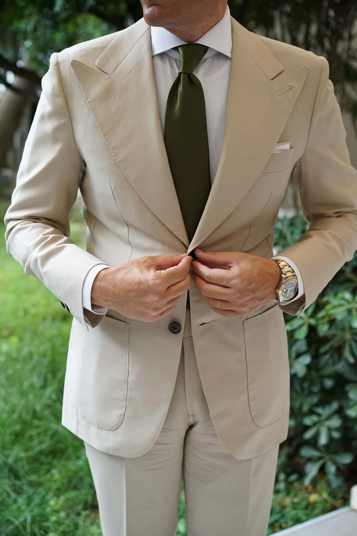 Olive Green Satin Necktie sold by OTAA product image thumbnail 5
