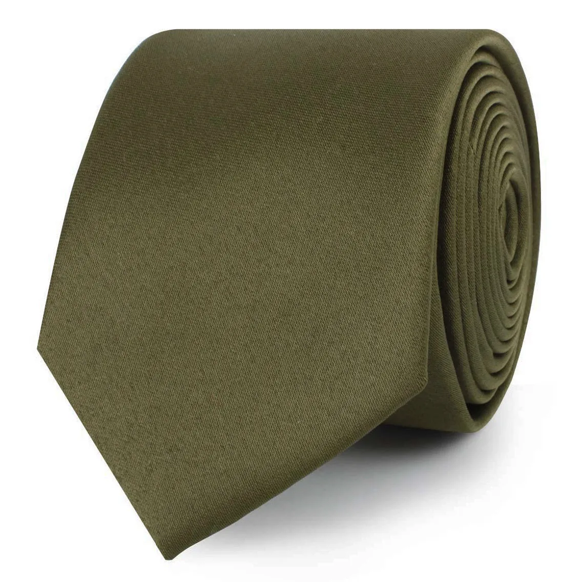 Olive Green Satin Skinny Tie sold by OTAA product image thumbnail 2