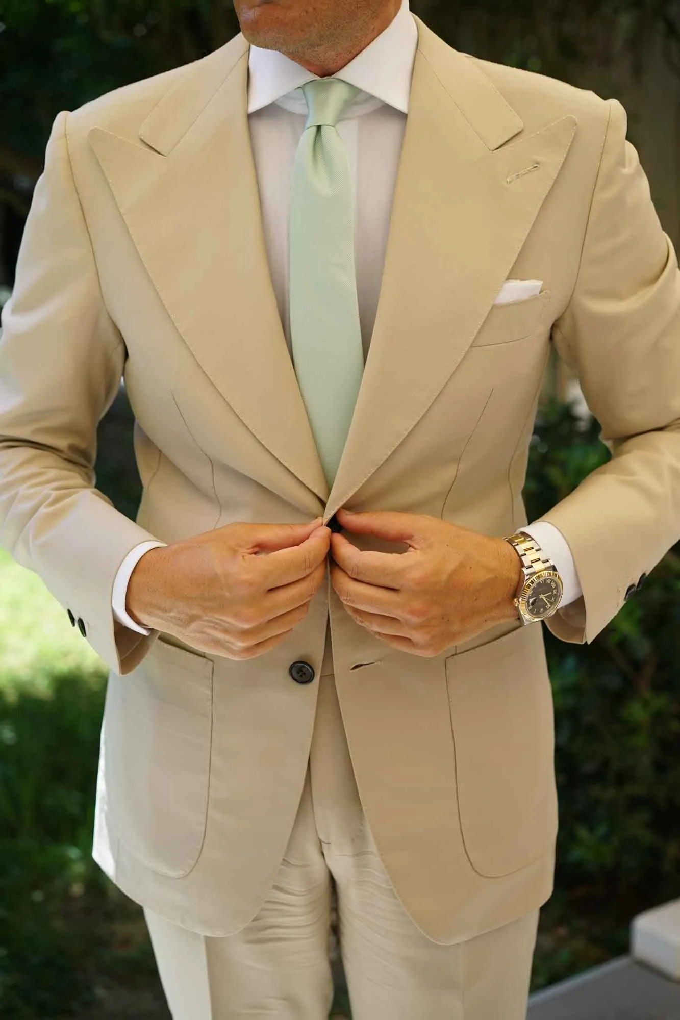 Light Sage Green Weave Skinny Tie sold by OTAA product image thumbnail 5