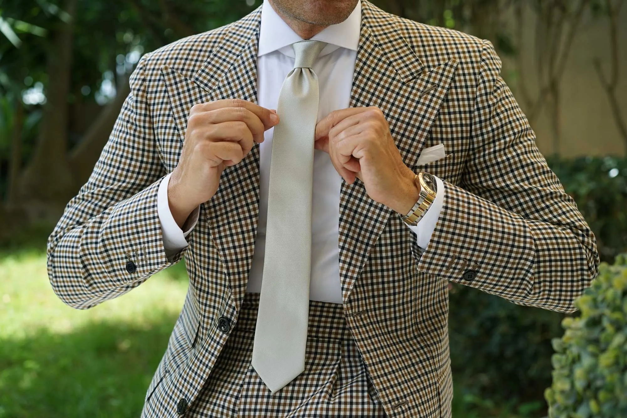Sage Green Basket Weave Skinny Tie sold by OTAA product image thumbnail 4