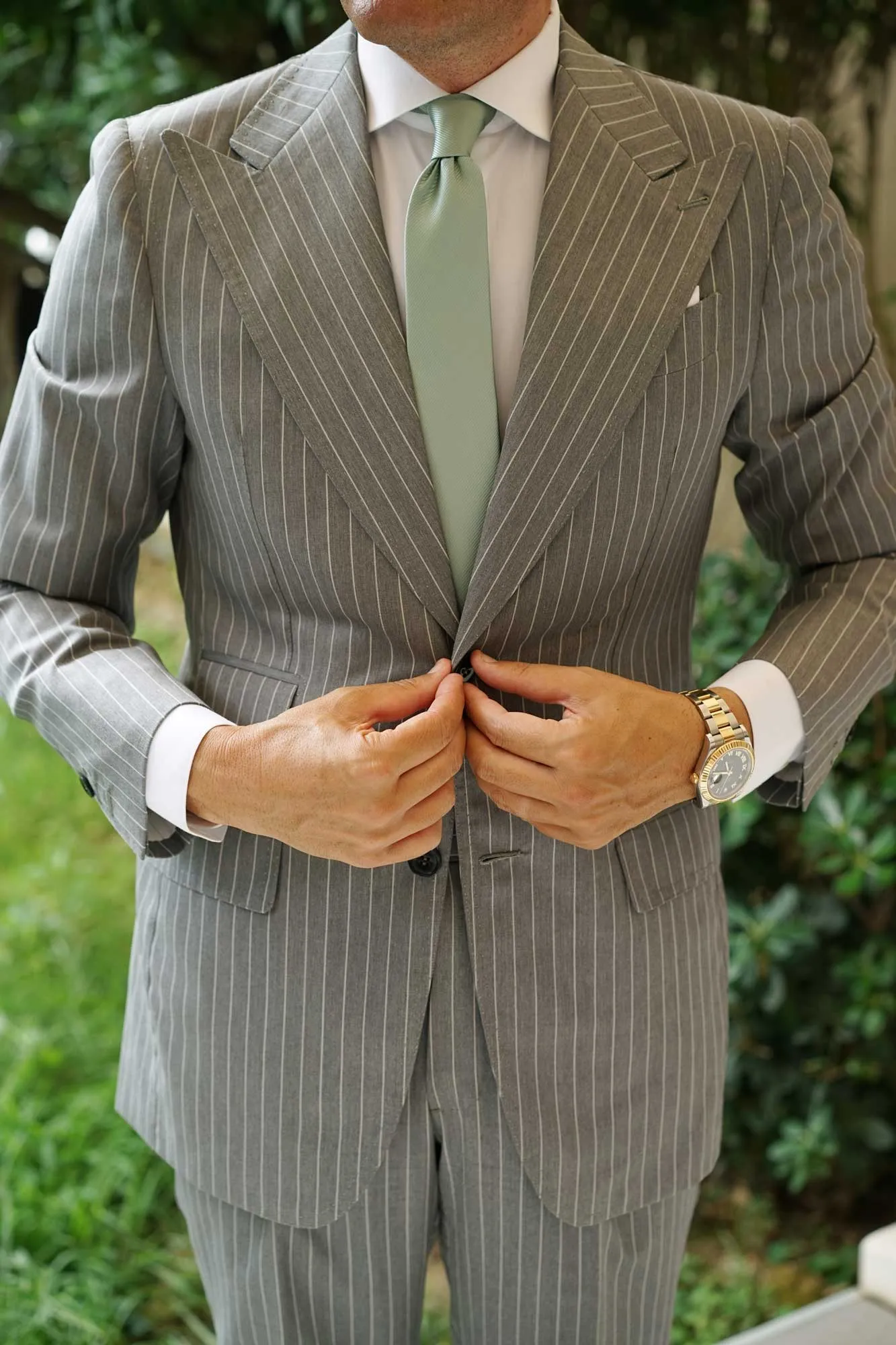 Sage Green Twill Skinny Tie sold by OTAA product image thumbnail 5