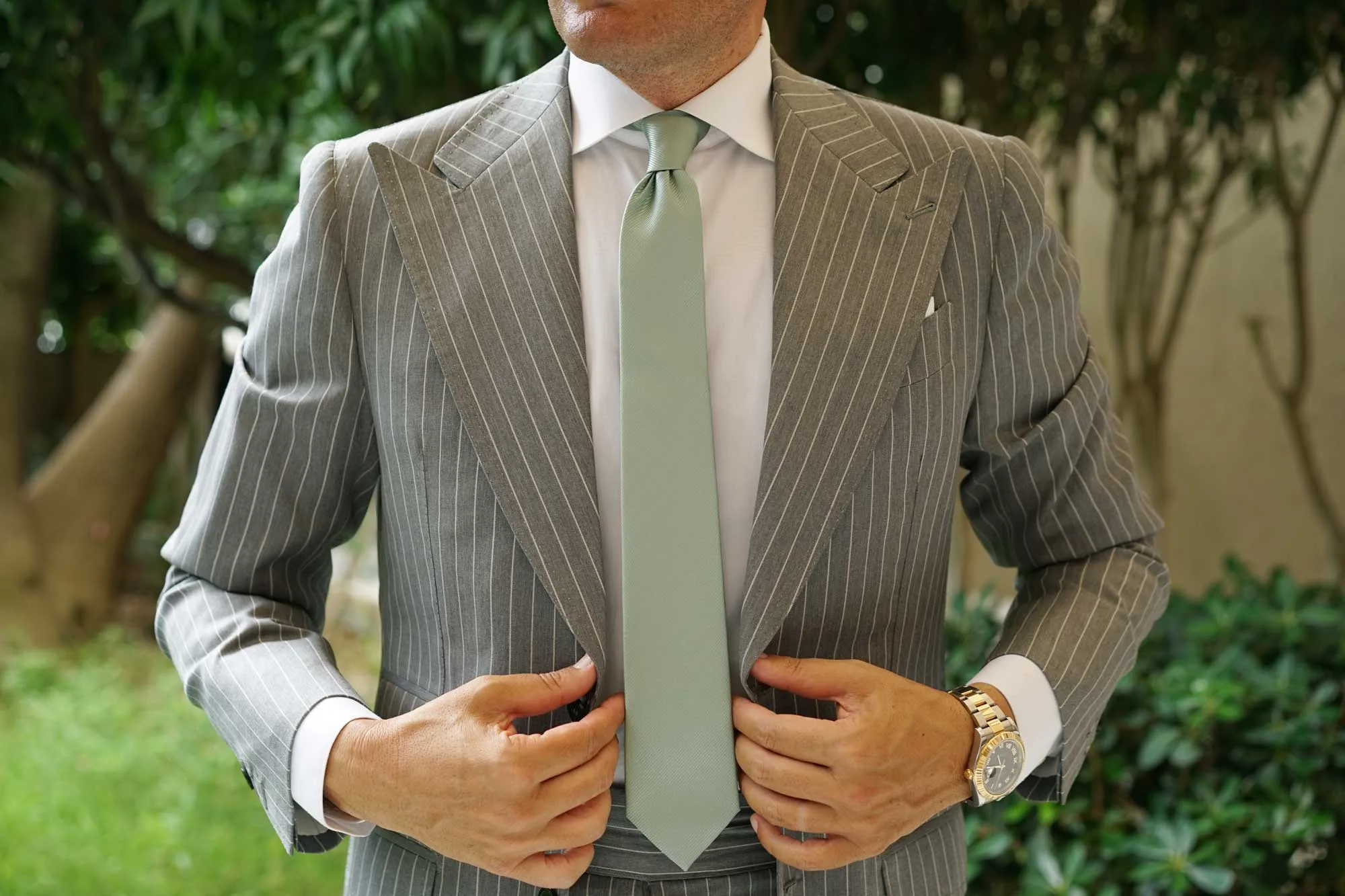 Sage Green Twill Skinny Tie sold by OTAA product image thumbnail 4