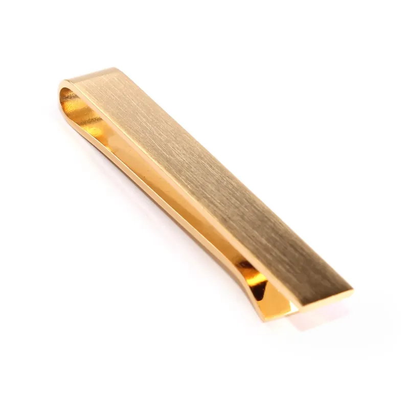 Brushed Gold Square Clasp Tie Bar made by OTAA