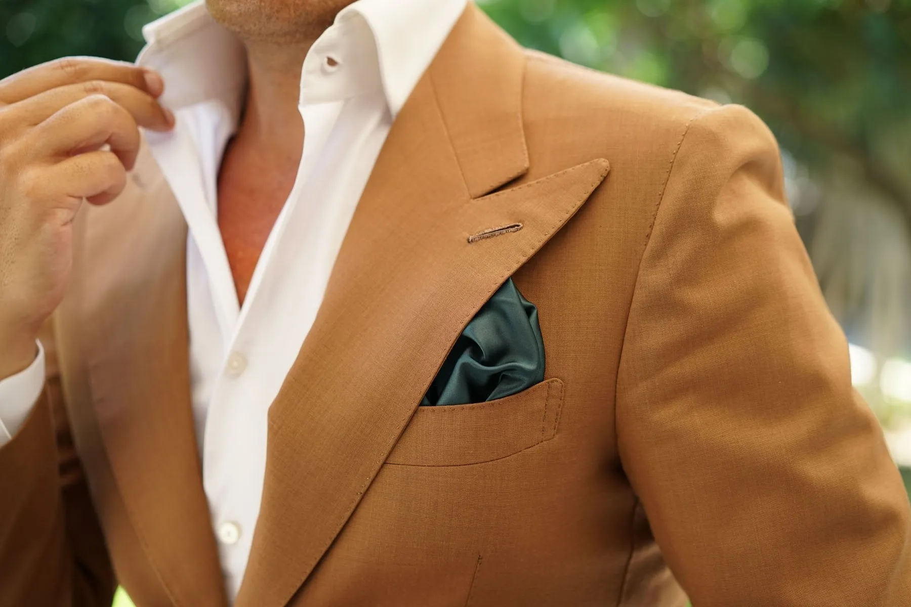 Dark Green Satin Pocket Square sold by OTAA product image thumbnail 5