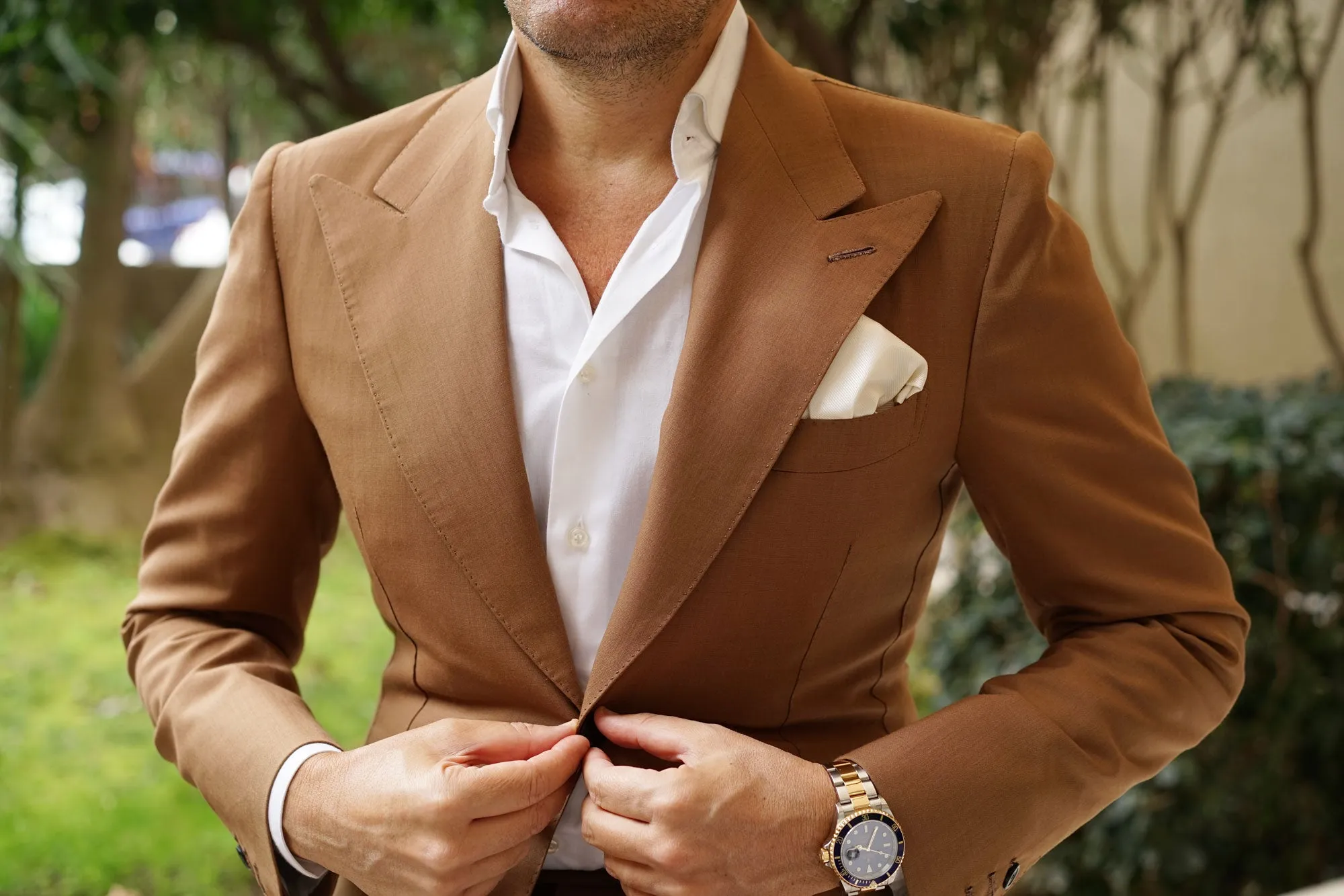 Champagne Satin Pocket Square sold by OTAA product image thumbnail 3