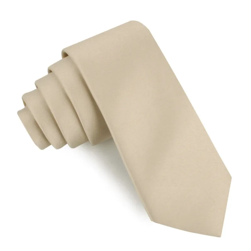 Champagne Satin Skinny Tie made by OTAA