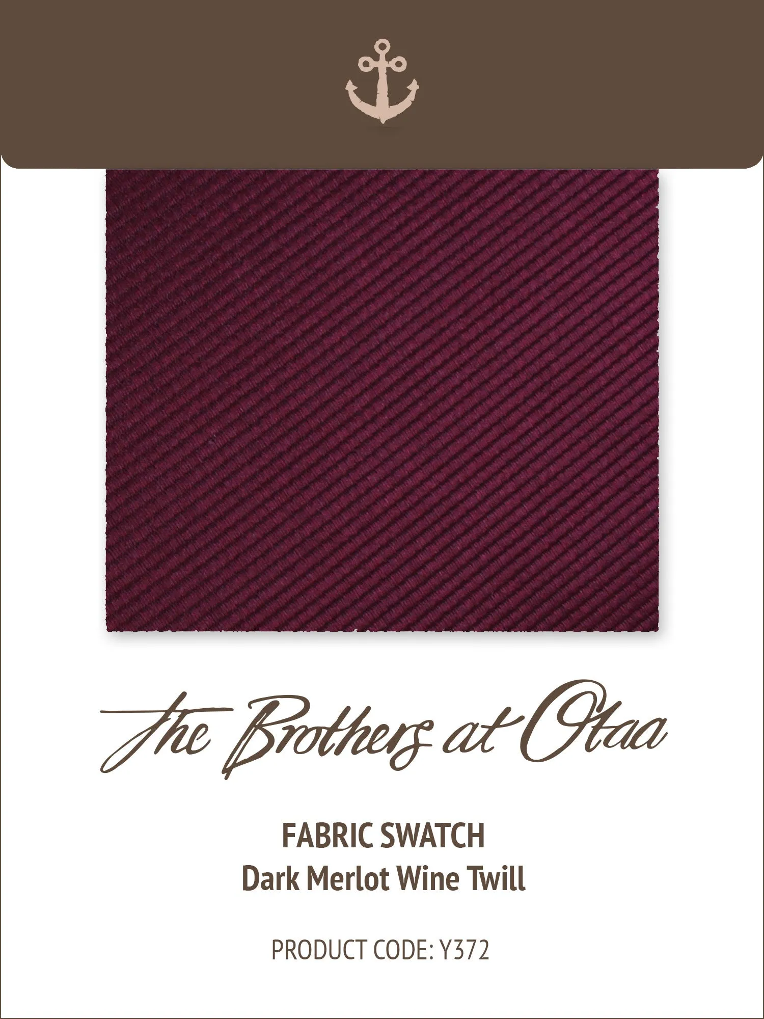 Fabric Swatch (Y372) - Dark Merlot Wine Twill sold by OTAA