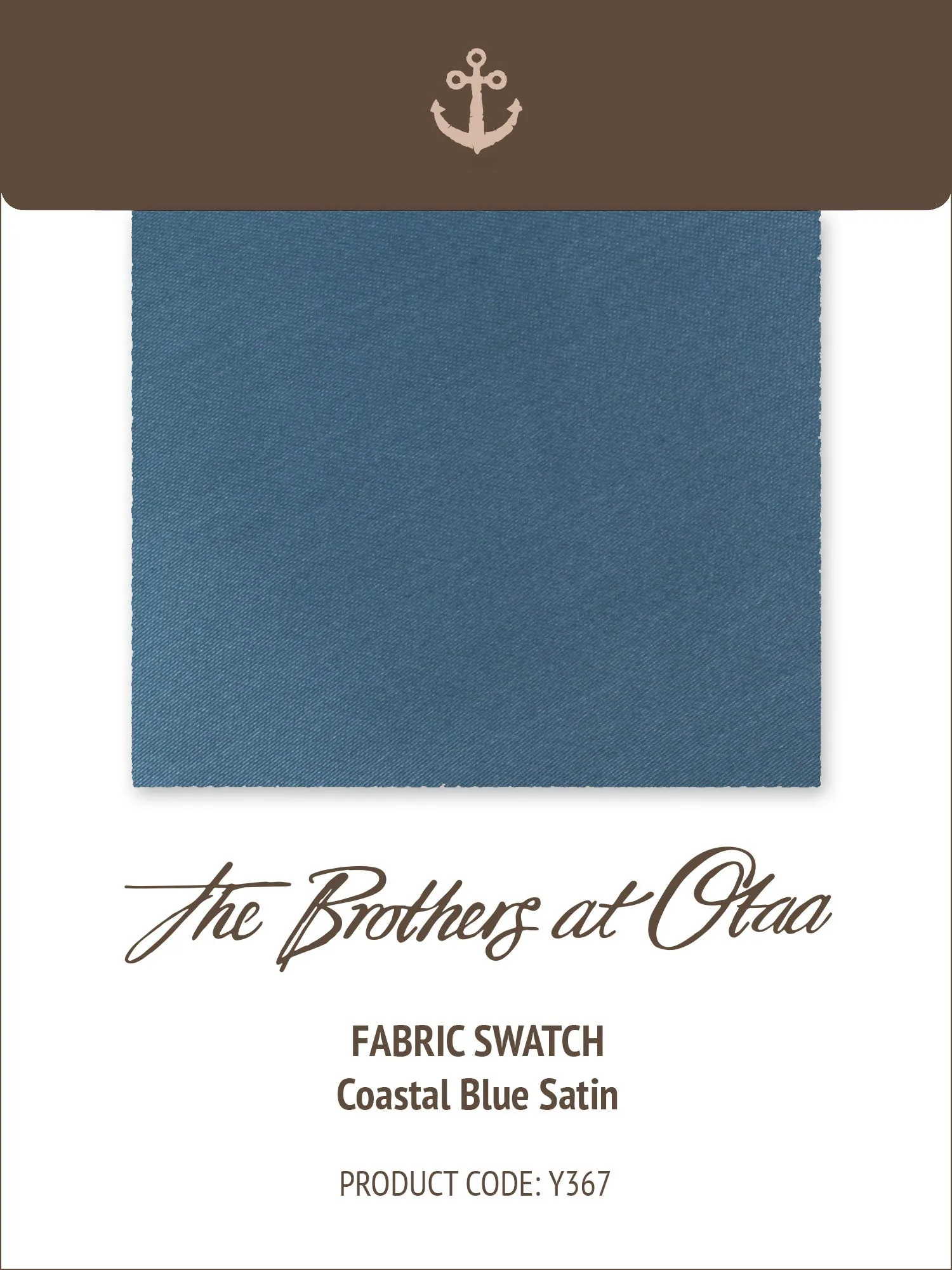 Fabric Swatch (Y367) - Coastal Blue Satin sold by OTAA