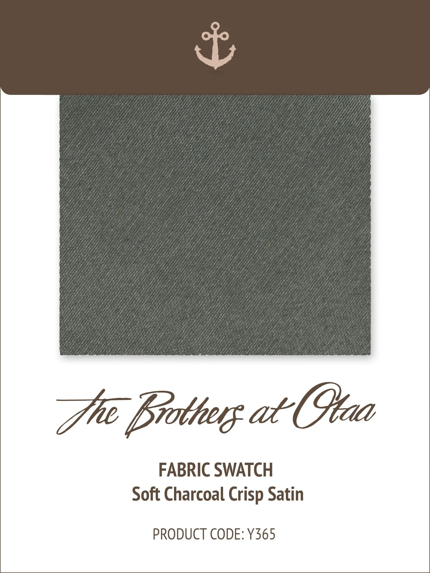 Fabric Swatch (Y365) - Soft Charcoal Crisp Satin sold by OTAA