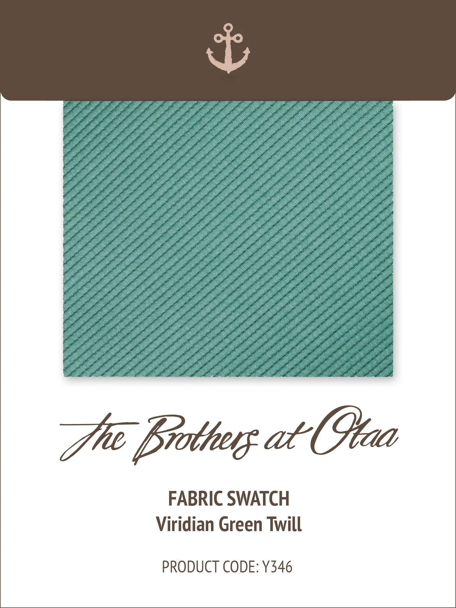 Fabric Swatch (Y346) - Viridian Green Twill sold by OTAA