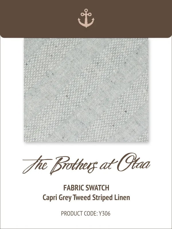 Fabric Swatch (Y306) - Capri Grey Tweed Striped Linen made by OTAA