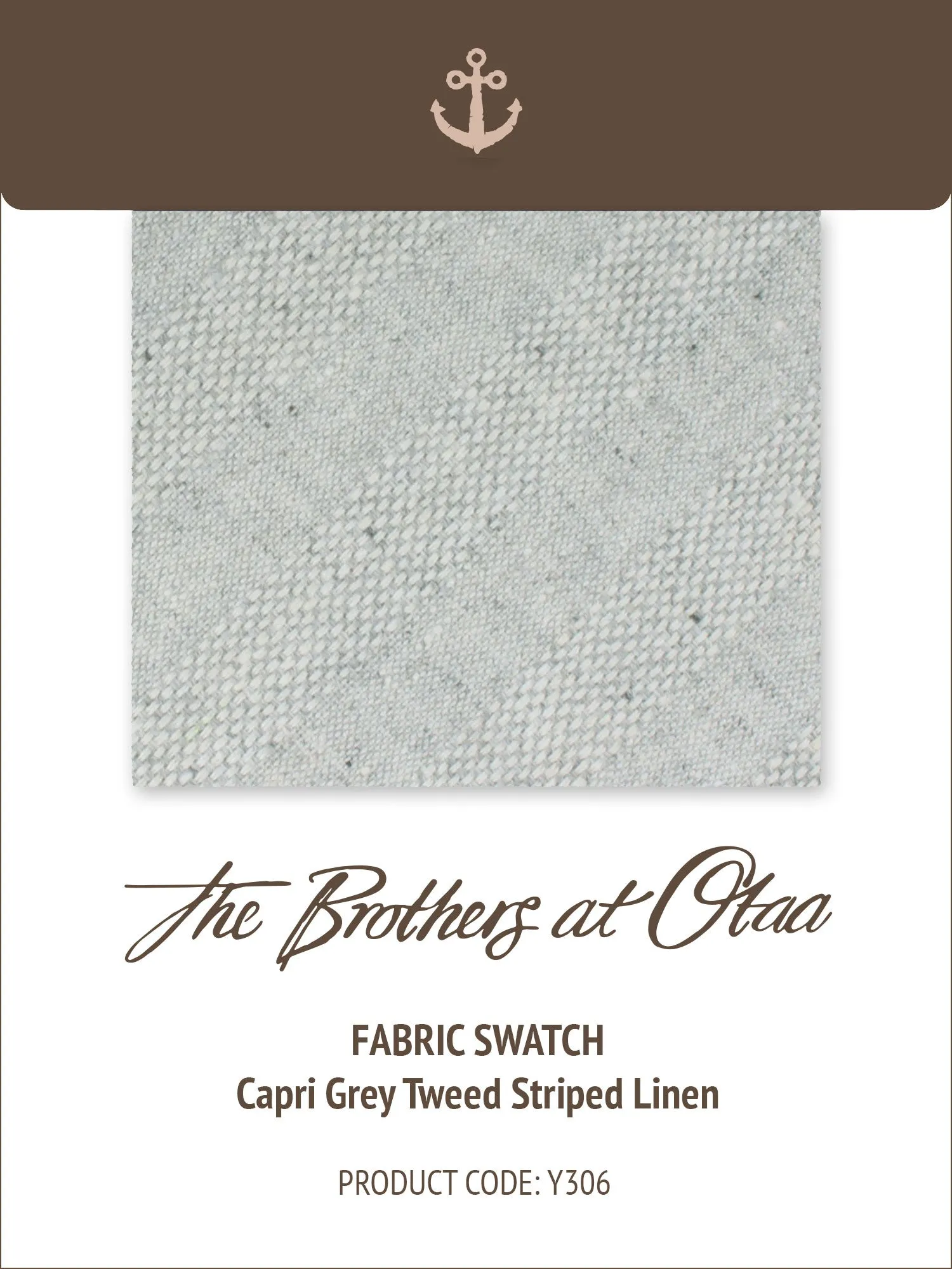 Fabric Swatch (Y306) - Capri Grey Tweed Striped Linen sold by OTAA