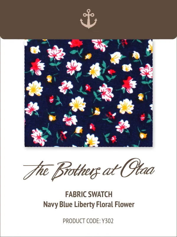 Fabric Swatch (Y302) - Navy Blue Liberty Floral Flower made by OTAA