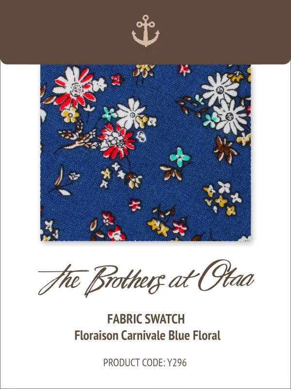 Fabric Swatch (Y296) - Floraison Carnivale Blue Floral made by OTAA