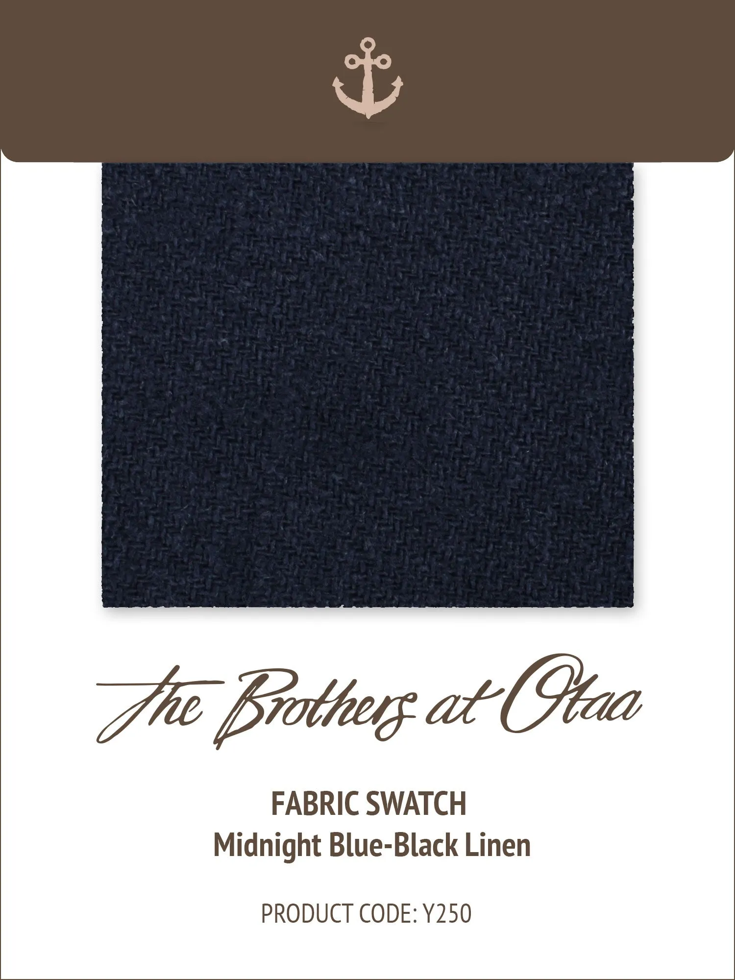 Fabric Swatch (Y250) - Midnight Blue-Black Linen sold by OTAA