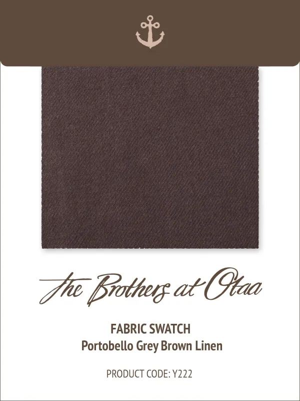 Fabric Swatch (Y222) - Portobello Grey Brown Linen made by OTAA