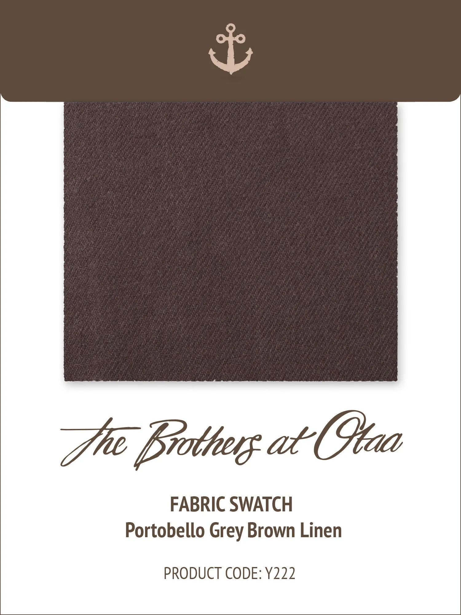 Fabric Swatch (Y222) - Portobello Grey Brown Linen sold by OTAA