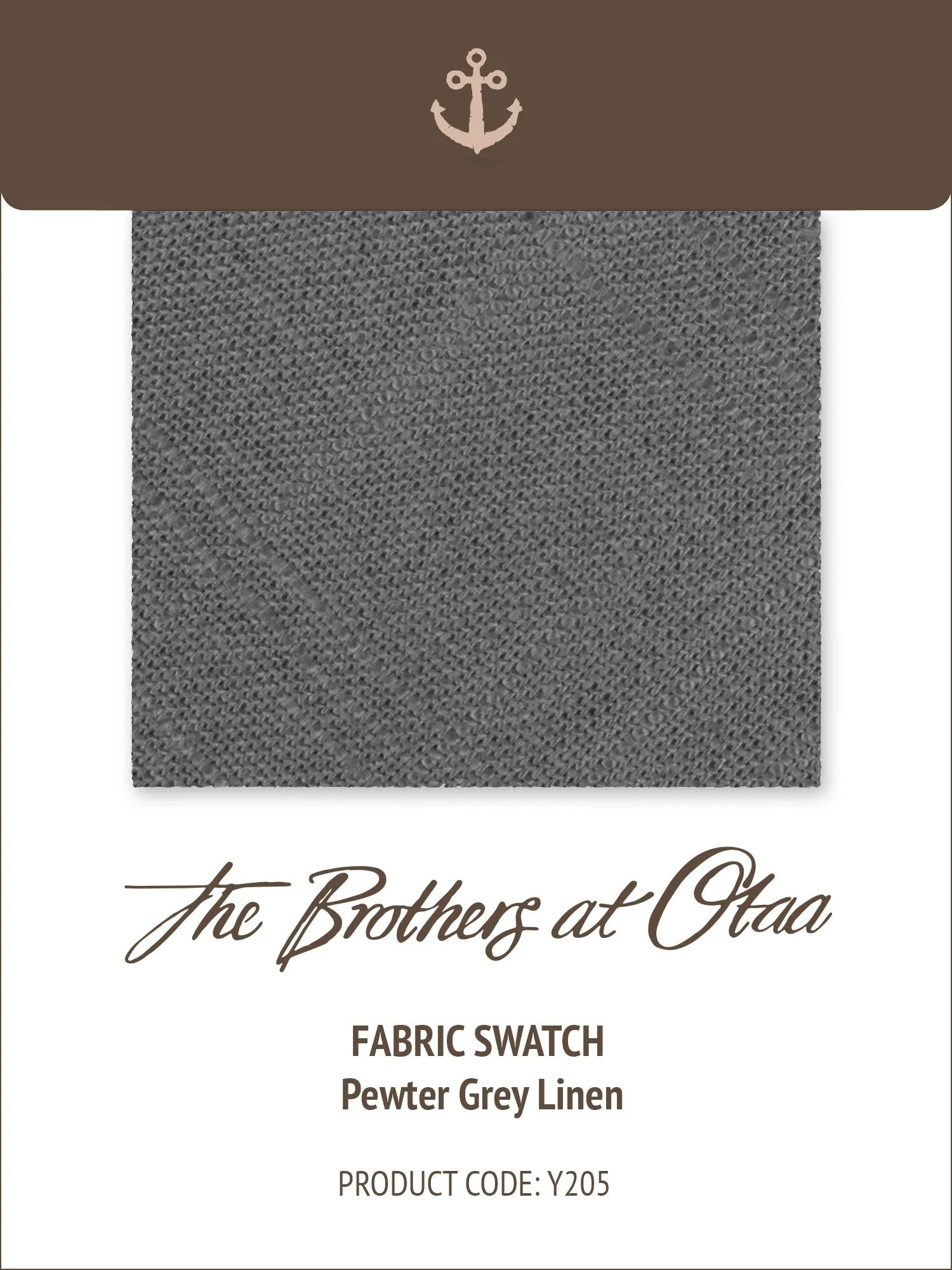 Fabric Swatch (Y205) - Pewter Grey Linen sold by OTAA