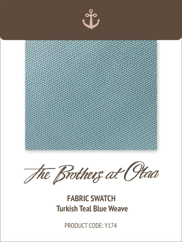 Fabric Swatch (Y174) - Turkish Teal Blue Weave made by OTAA