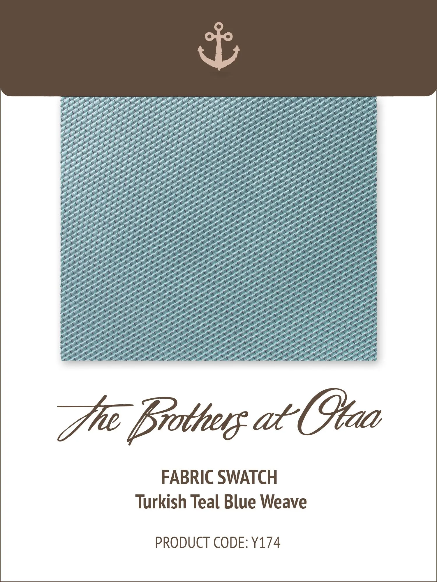 Fabric Swatch (Y174) - Turkish Teal Blue Weave sold by OTAA