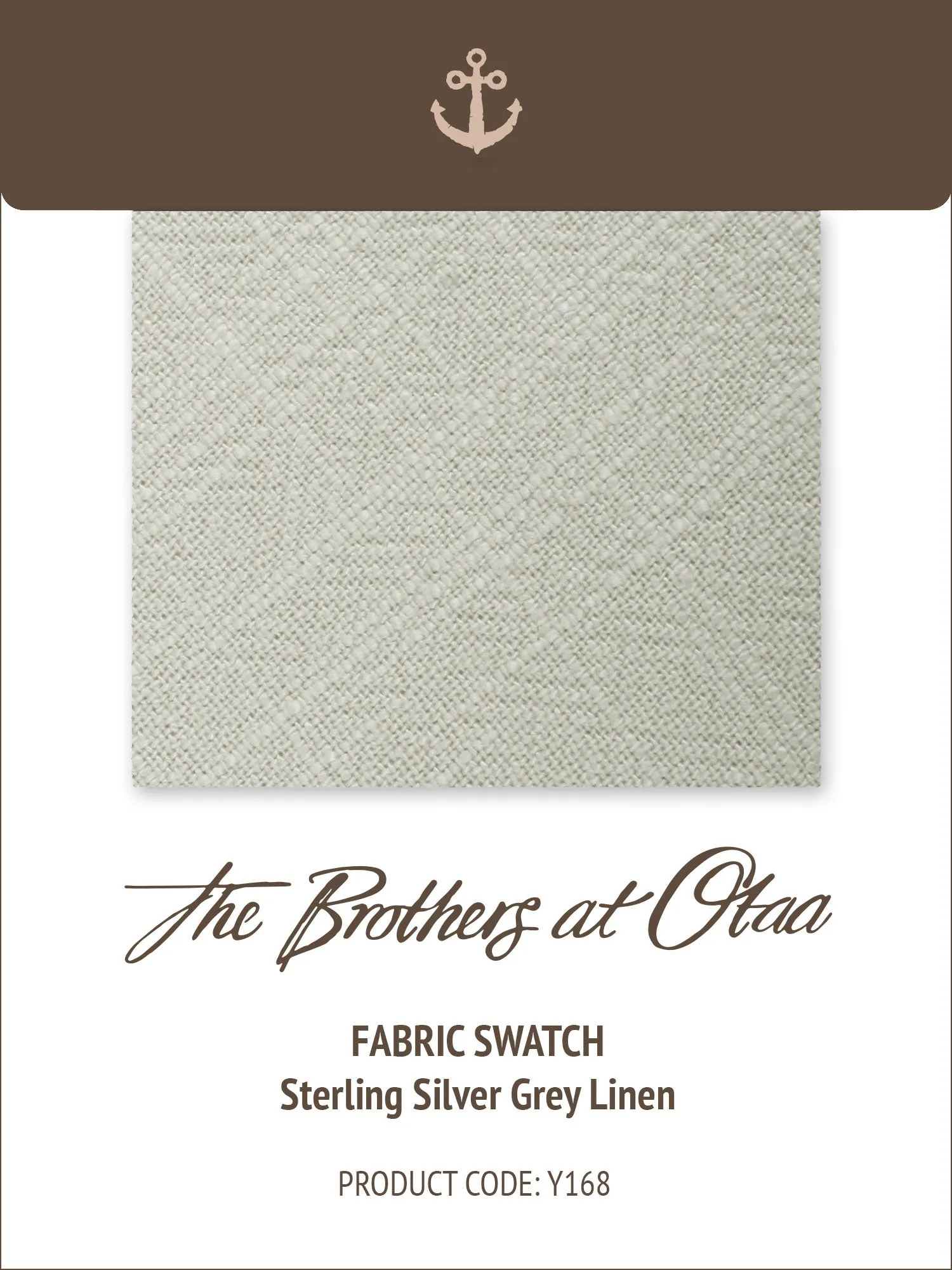 Fabric Swatch (Y168) - Sterling Silver Grey Linen sold by OTAA